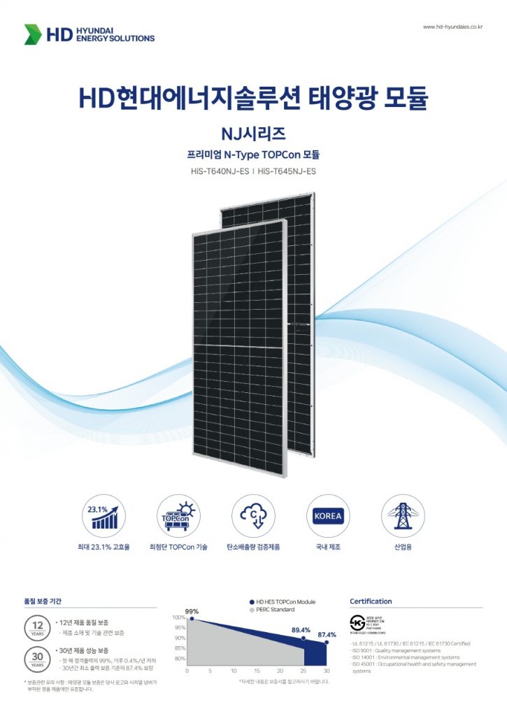 태양광 모듈 현대모듈 현대패널 635W 640W 645W