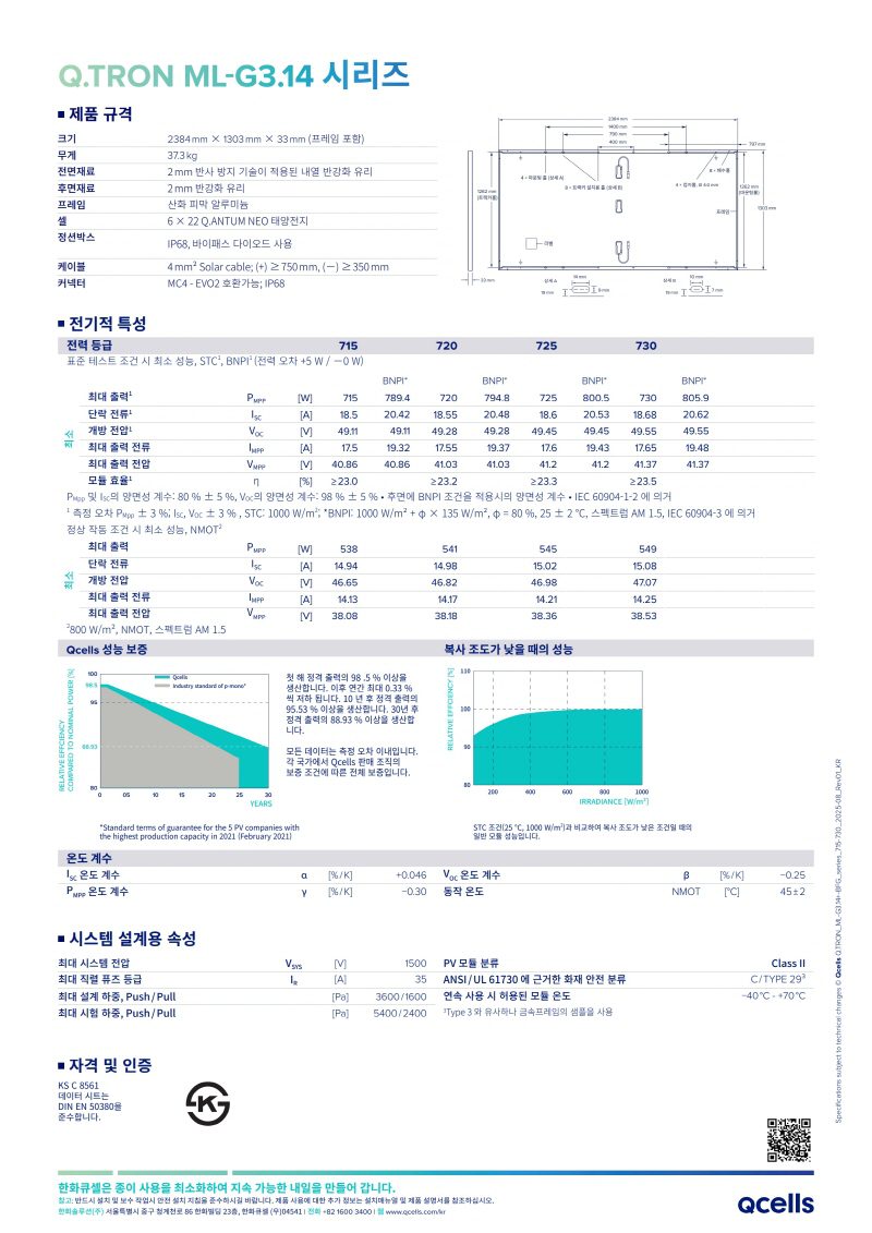 한화큐셀 한화태양광 한화패널 한화모듈 한화720w